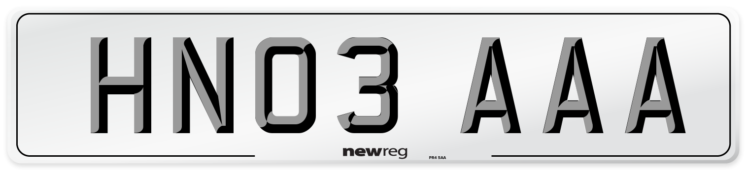 HN03 AAA Number Plate from New Reg